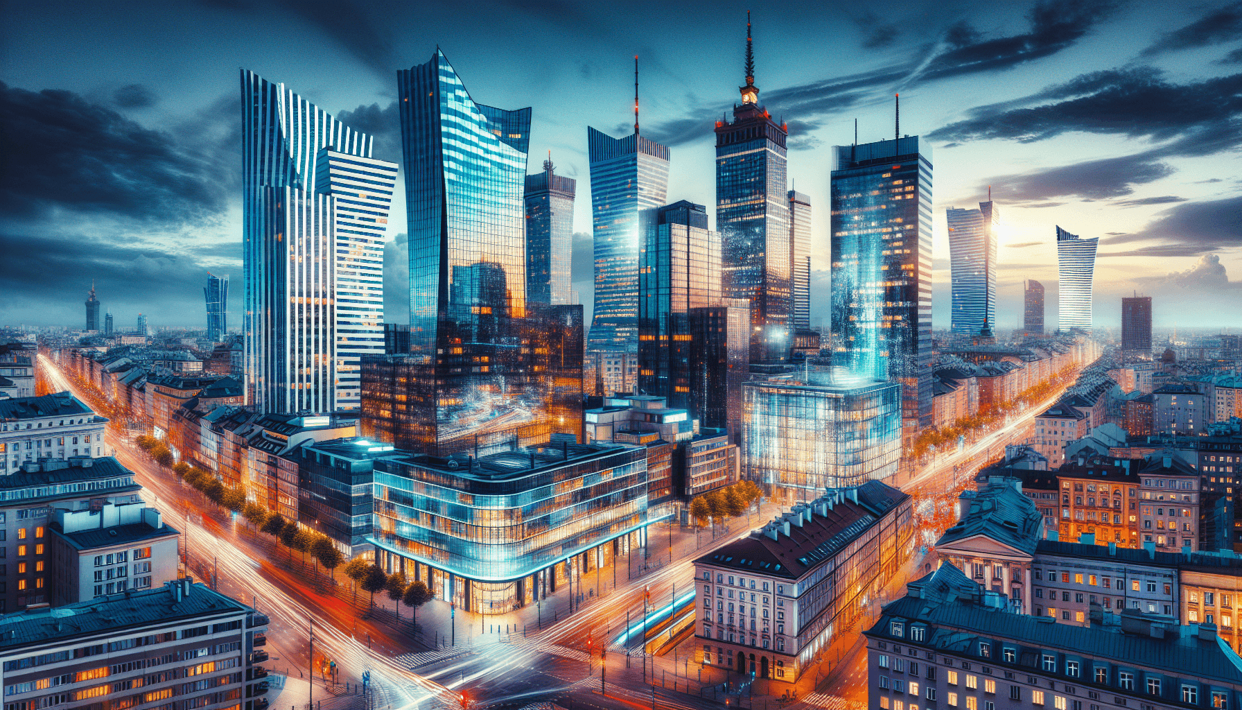 Dynamic Warsaw cityscape
